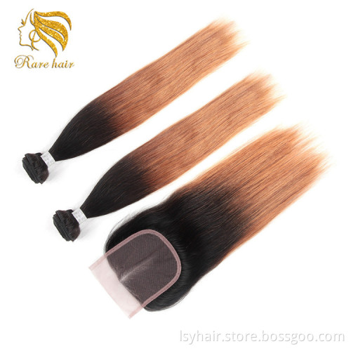 Mixed Colour Hair Idea Two Tone Highlight Hair Weave Color 1B 30 Human Hair Bundles With Middle Part Hand Tied Top Closure
